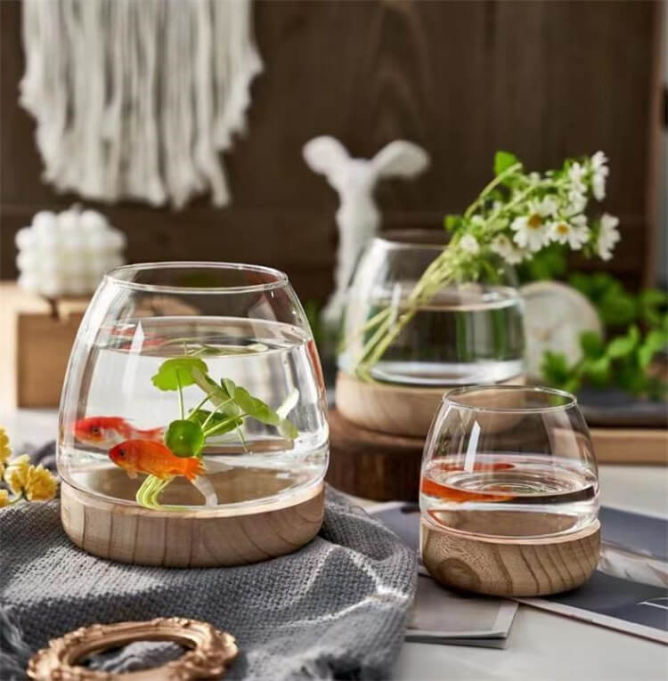 北欧スタイル 原木花瓶 ガラス花瓶 水耕器 食卓装飾品 リビングフラワー
