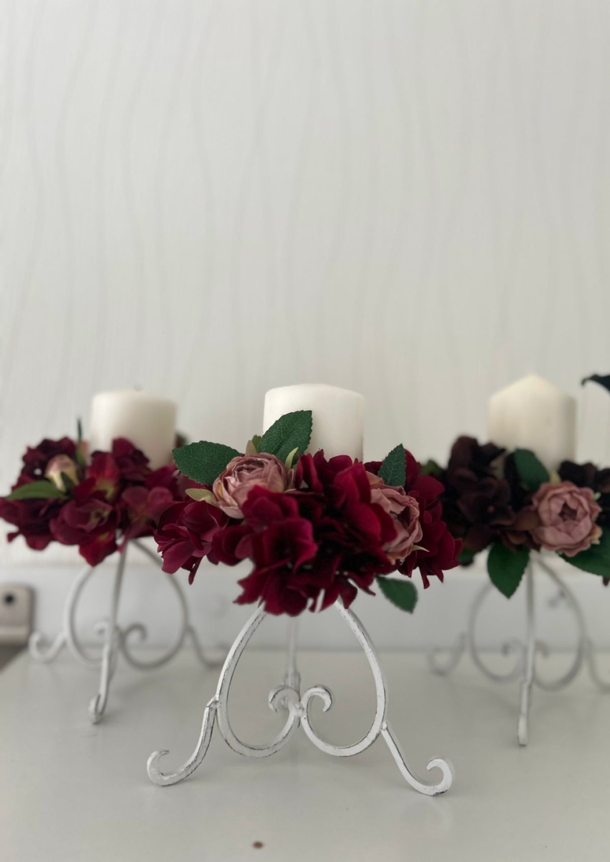 デザイナーズ キャンドル 白×深紅