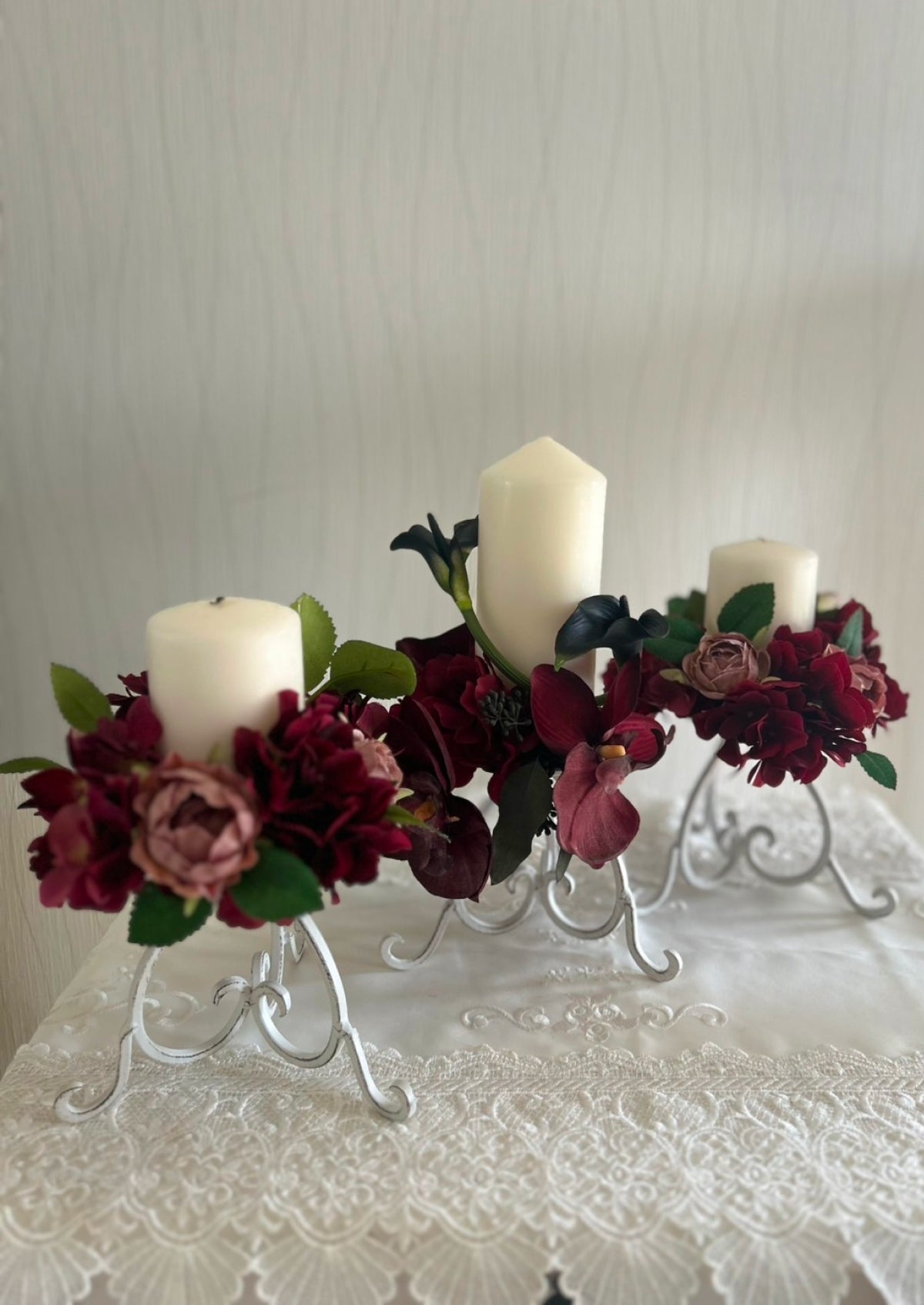 デザイナーズ キャンドル 白×深紅