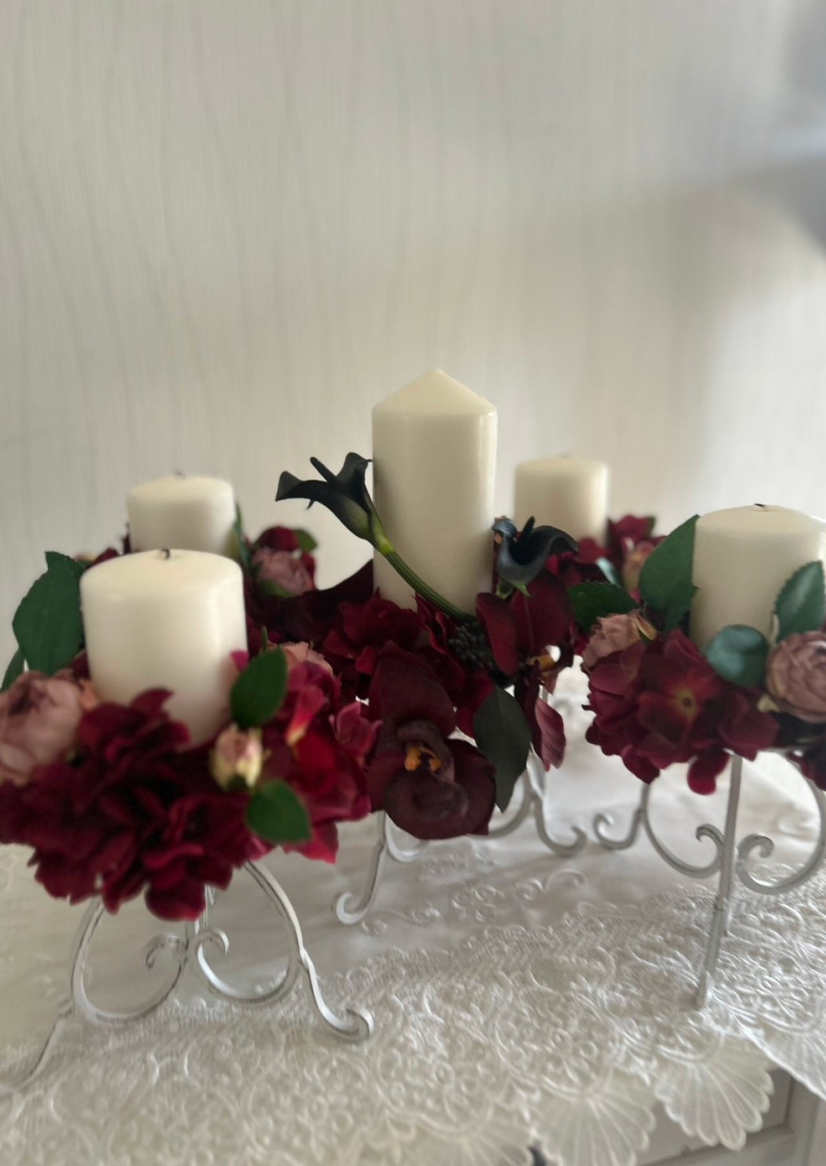 デザイナーズ キャンドル 白×深紅