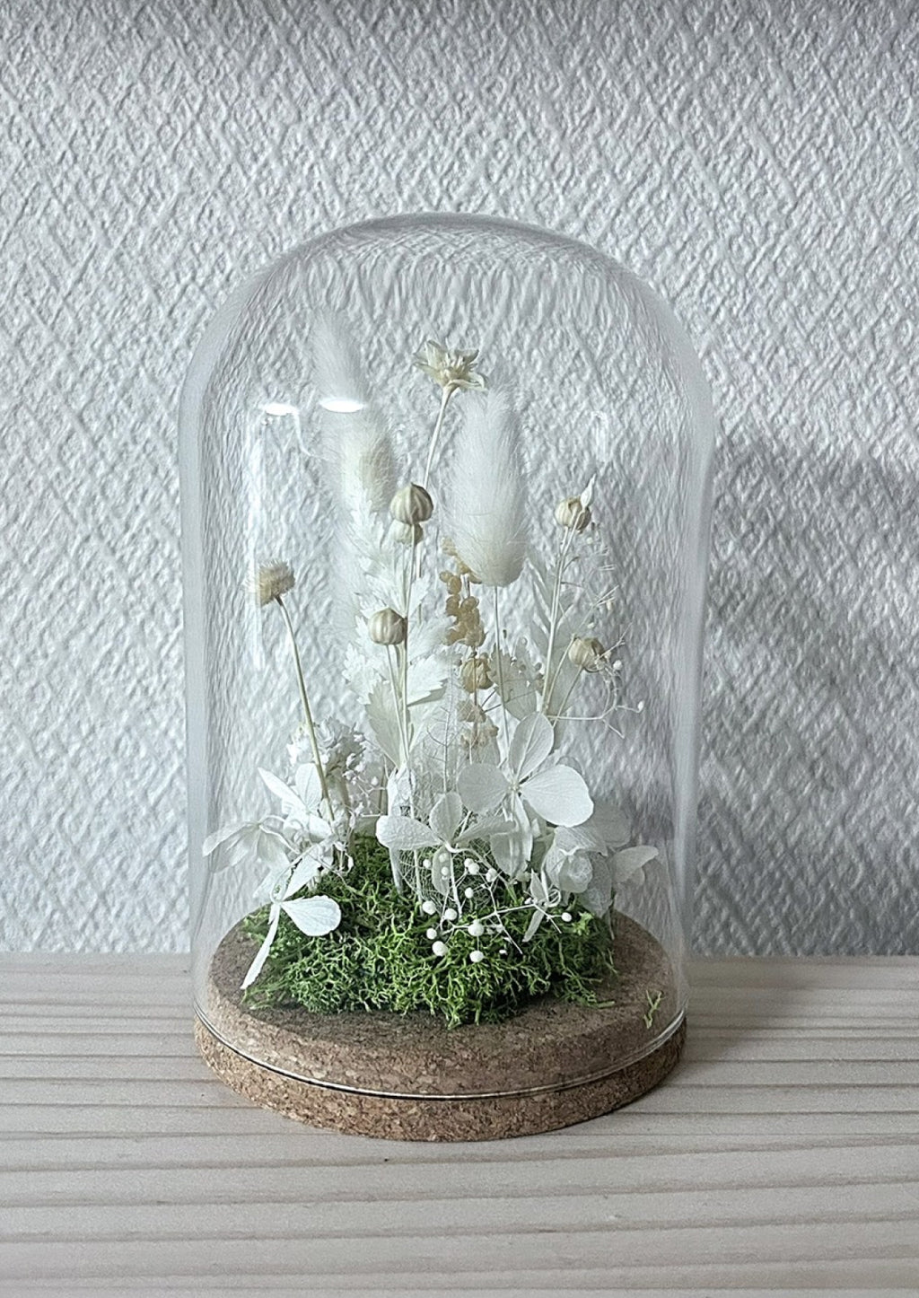 プリザーブドフラワー ガラスドームアレンジ（縦19cm）